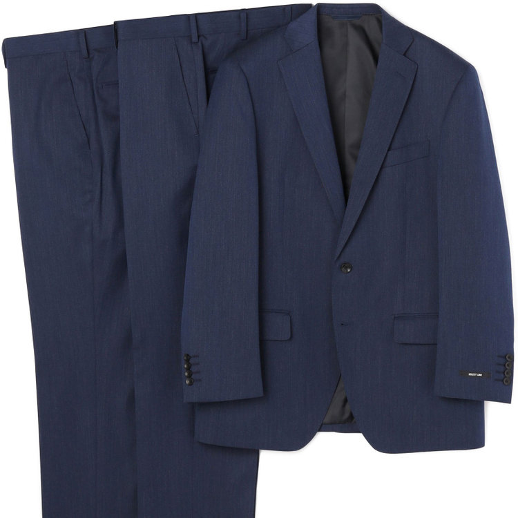 ＪＰセレクトライン 【JOHN PEARSE Black SELECT LINE】【秋冬】スペアパンツ付き/2釦シングルスーツ 0タック/ネイビー/※裾上げ必要 青中間
