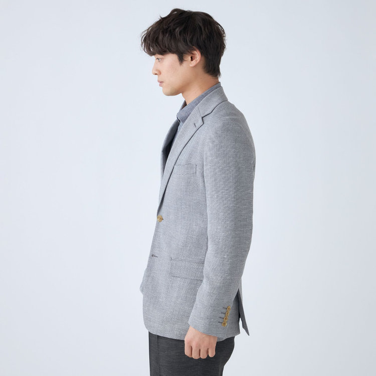 スタンリーブラッカ 【stanley blacker new york】【春夏】リネンブレンド2釦シングルジャケット/グレー グレー淡色