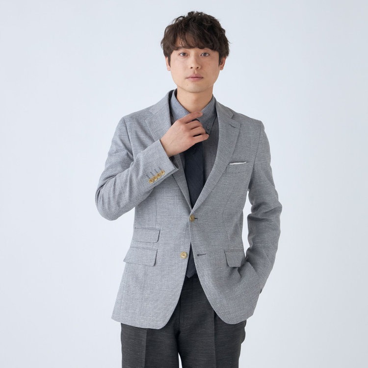 スタンリーブラッカ 【stanley blacker new york】【春夏】リネンブレンド2釦シングルジャケット/グレー グレー淡色