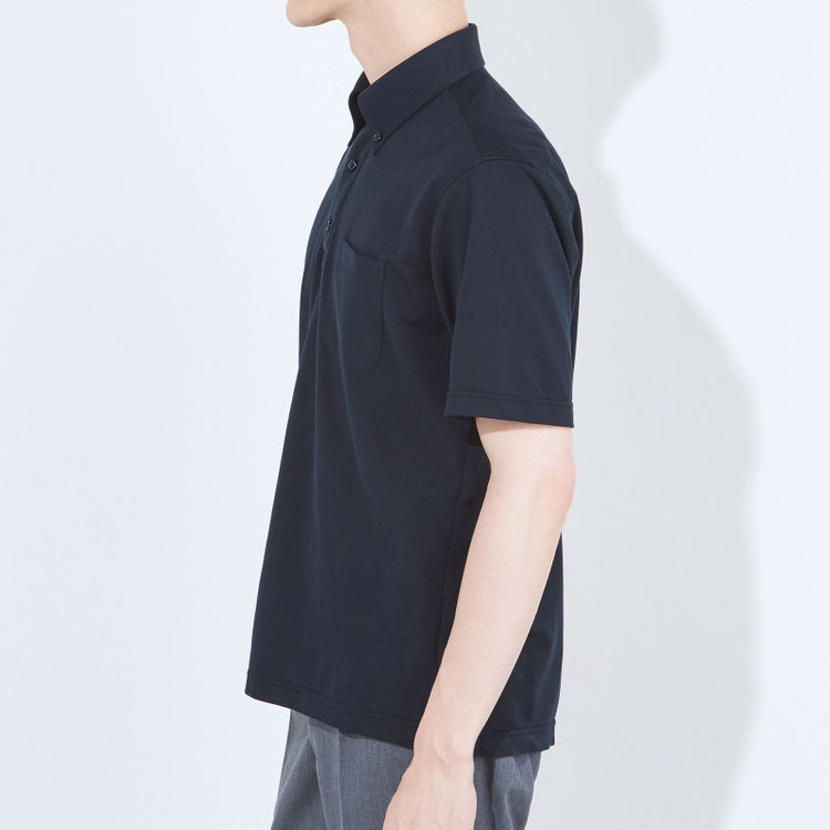 ＪＰコンフォート ネイビー 【半袖】【JOHN PEARSE comfort navy】【ノーアイロン】ボタンダウンビズポロシャツ プルオーバータイプ/ネイビー/ULTRA MOVE/ニット素材 青濃色