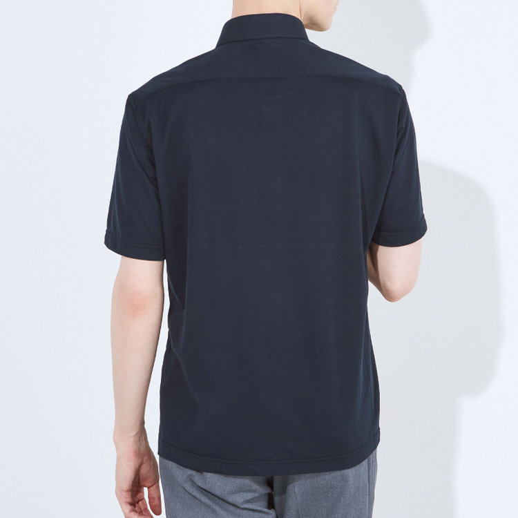 ＪＰコンフォート ネイビー 【半袖】【JOHN PEARSE comfort navy】【ノーアイロン】ボタンダウンビズポロシャツ プルオーバータイプ/ネイビー/ULTRA MOVE/ニット素材 青濃色