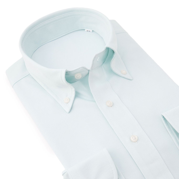 ＪＰコンフォート ネイビー 【軽涼】【JOHN PEARSE comfort navy】ボタンダウンカラーワイシャツ/グリーン×ドビー/ULTRA LIGHT SPEC/ULTRA MOVE「ニット素材」「ノーアイロン」「ストレッチ」「高通気性」 緑淡色