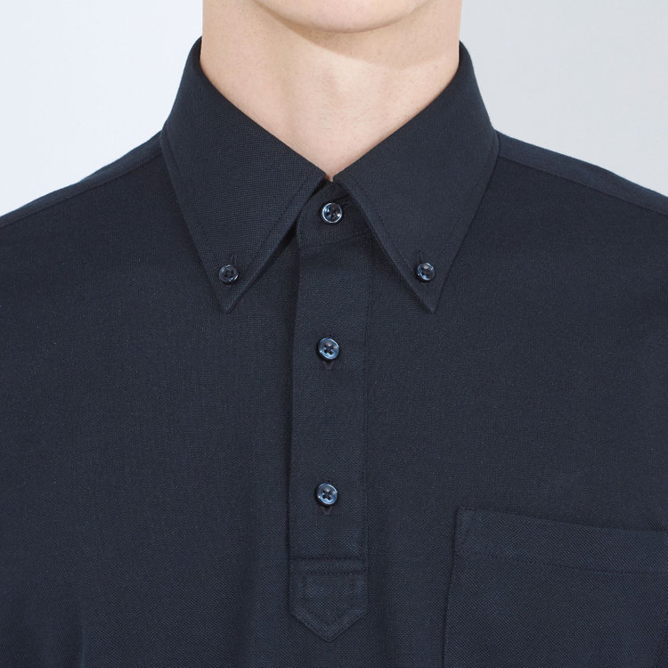 ＪＰコンフォート ネイビー 【半袖】【JOHN PEARSE comfort navy】【ノーアイロン】ボタンダウンビズポロシャツ プルオーバータイプ/ネイビー/ULTRA MOVE/ニット素材 青濃色