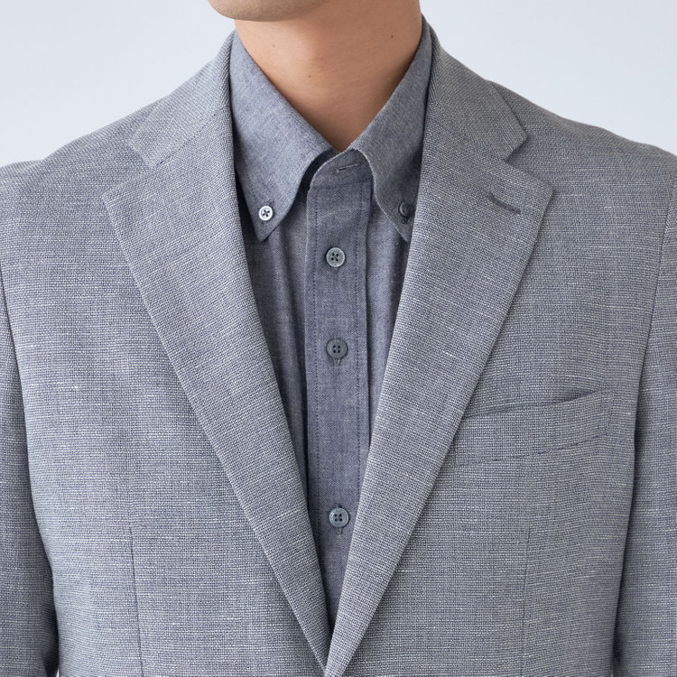 スタンリーブラッカ 【stanley blacker new york】【春夏】リネンブレンド2釦シングルジャケット/グレー グレー淡色