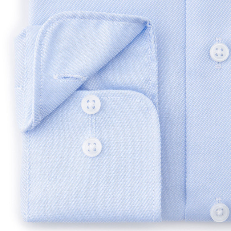 ドナートヴィンチウォモ 【Donato Vinci Italy Uomo】【スタイリッシュ】ワイドカラーワイシャツ/ブルー×ドビーツイル/「ULTRA MOVE COTTON」ノーアイロン・ストレッチ・コットン100% 青中間