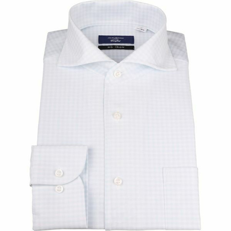 KONAKA　アウトレット 【WEB限定/OUTLET/汚れ・キズ等有】【JOHN PEARSE comfort navy】【ノーアイロン】ホリゾンタルワイドワンピースカラードレスワイシャツ/ホワイト＆サックス×チェック/ULTRA MOVE/ニット素材 ブルー系(青)