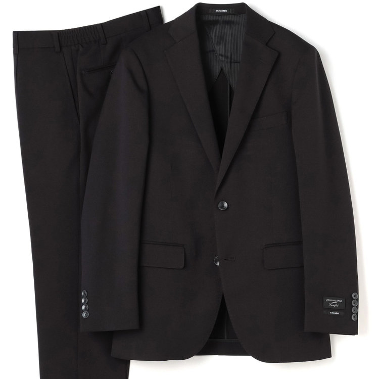 ＪＰ コンフォート 【JOHN PEARSE comfort】【年間】2釦シングルスーツ ショートタック/ブラック×ソリッド/ULTRA MOVE/TRABEST/※裾上げ必要※ベストは別売りです 黒