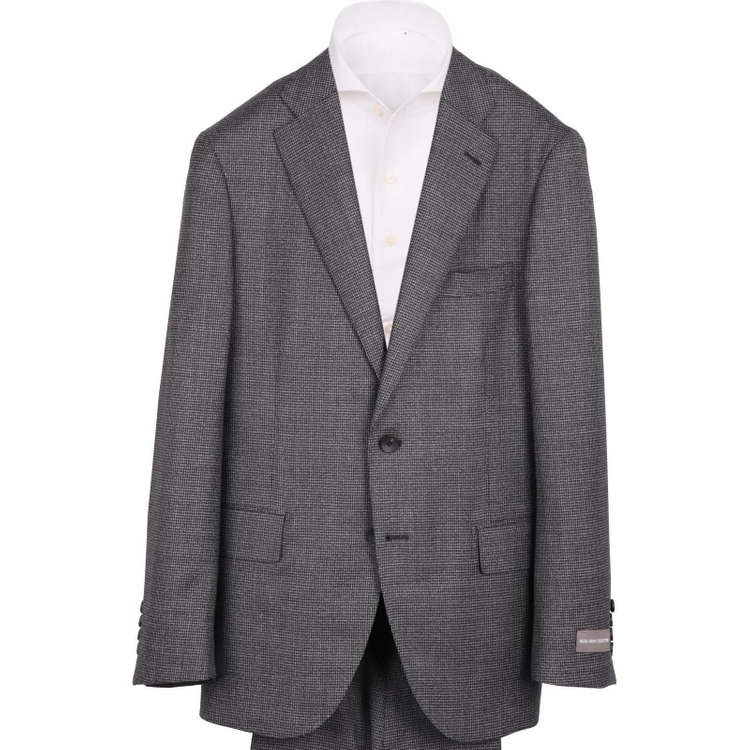 ＪＰ コンフォート 【JOHN PEARSE comfort】【秋冬】2釦シングルスーツ ショートタック/グレー×ハウンドトゥース/REAL GRAY COLLECTION/NEW ZEALAND LIMITED WOOL グレー系(灰)