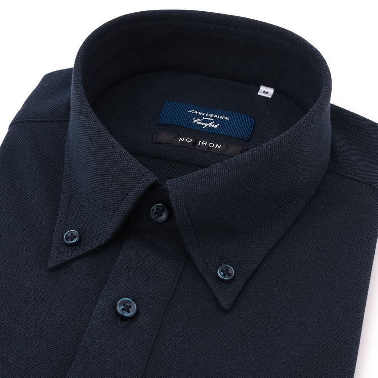 ＪＰコンフォート ネイビー 【半袖】【JOHN PEARSE comfort navy】【ノーアイロン】ボタンダウンビズポロシャツ プルオーバータイプ/ネイビー/ULTRA MOVE/ニット素材 青濃色