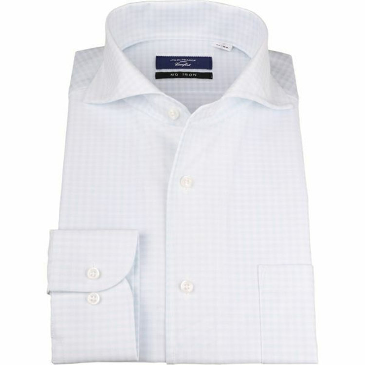 KONAKA　アウトレット 【WEB限定/OUTLET/汚れ・キズ等有】【JOHN PEARSE comfort navy】【ノーアイロン】ホリゾンタルワイドワンピースカラードレスワイシャツ/ホワイト＆サックス×チェック/ULTRA MOVE/ニット素材 ブルー系(青)