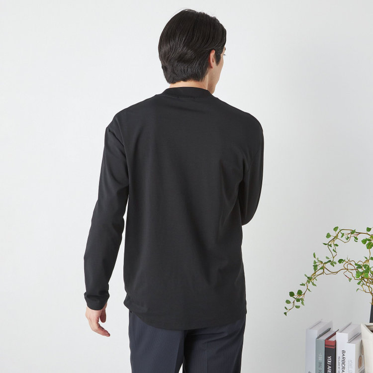 ジョンピアース 【JOHN PEARSE comfort navy】クルーネックロングTシャツ/ブラック/「吸汗速乾」「接触冷感」「UV加工」 黒