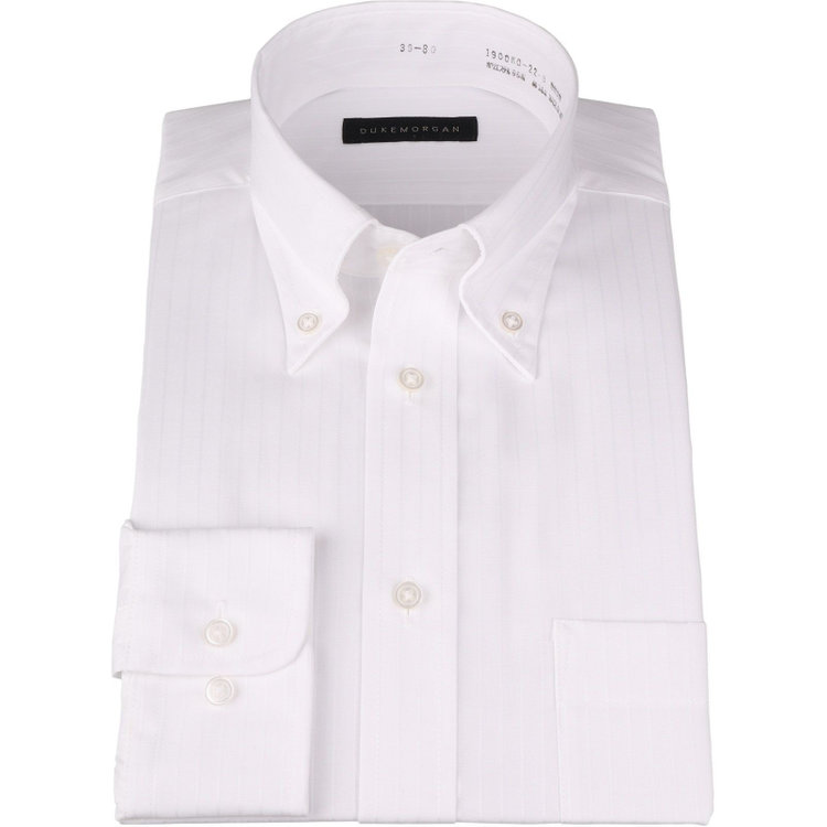 ＤＵＫＥ ＭＯＲＧＡ 【DUKEMORGAN】ボタンダウンドレスシャツ/ホワイト×ドビーストライプ ホワイト系(白)