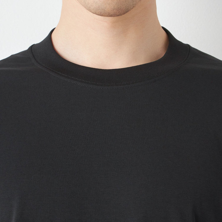 ジョンピアース 【JOHN PEARSE comfort navy】クルーネックロングTシャツ/ブラック/「吸汗速乾」「接触冷感」「UV加工」 黒