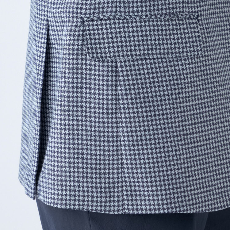 スタンリーブラッカ 【stanley blacker new york】【春夏】3釦段返りシングルジャケット/ネイビー＆サックス×ハウンドトゥース 紺中間