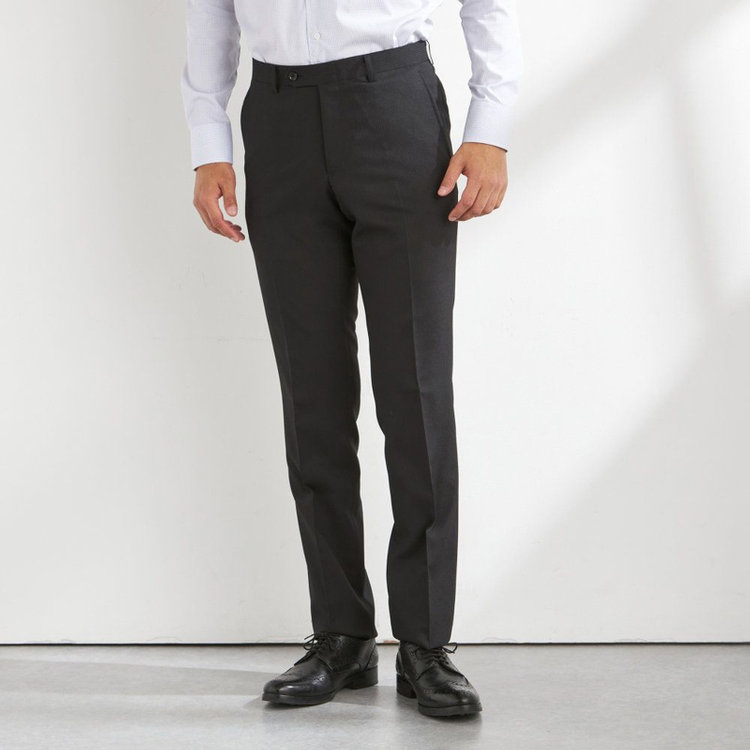 ハイスペックモーション 【HIGH SPEC MOTION】【年間】2釦シングルスーツ 0タック/ブラック×シャドーストライプ/パンツウォシャブル/※裾上げ必要 黒