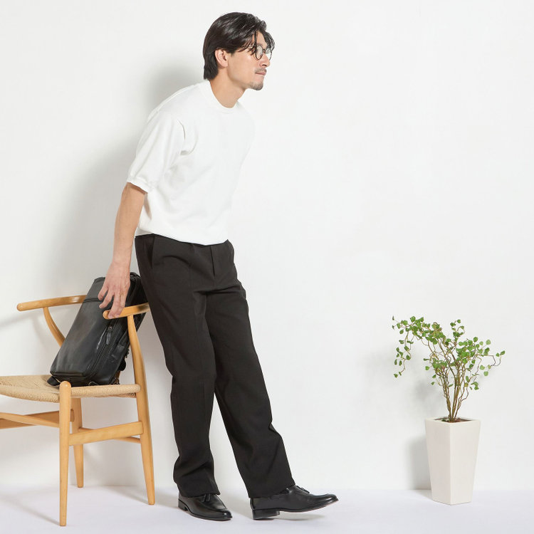 ジョンピアース 【JOHN PEARSE comfort navy】【半袖】ニットTシャツ/ホワイト 白