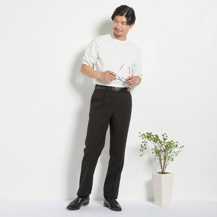 ジョンピアース 【JOHN PEARSE comfort navy】【半袖】ニットTシャツ/ホワイト 白