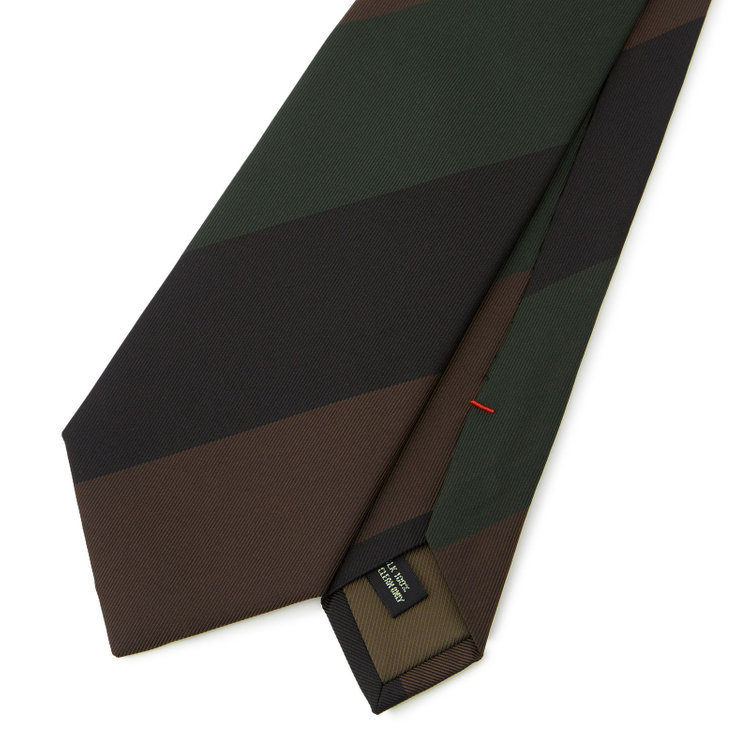 ドナートヴィンチ 【名品】【Donato Vinci Italy】シルクストライプネクタイ 8.5cm;幅/ブラック×グリーン×ブラウン/MADE IN JAPAN その他