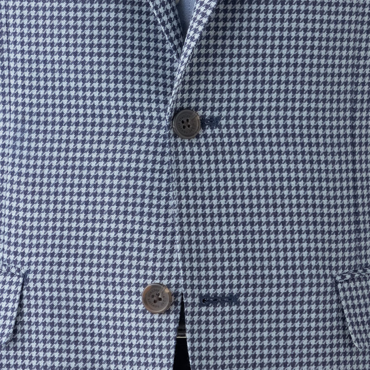 スタンリーブラッカ 【stanley blacker new york】【春夏】3釦段返りシングルジャケット/ネイビー＆サックス×ハウンドトゥース 紺中間