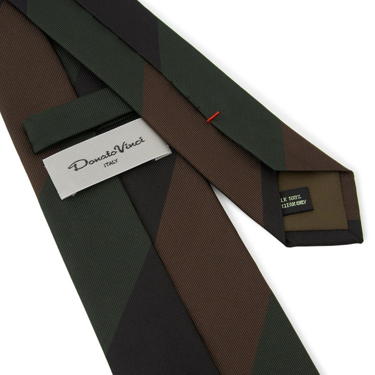 ドナートヴィンチ 【名品】【Donato Vinci Italy】シルクストライプネクタイ 8.5cm;幅/ブラック×グリーン×ブラウン/MADE IN JAPAN その他