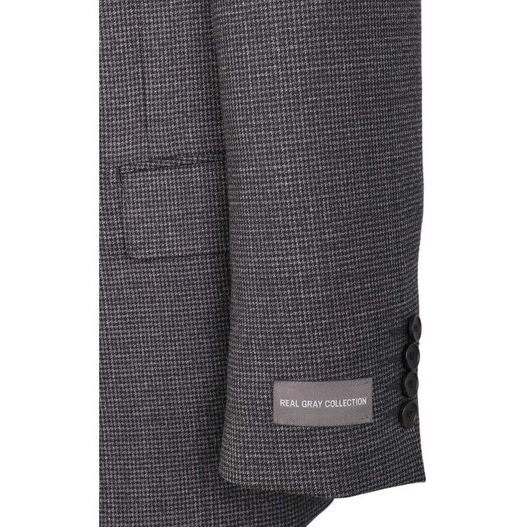 ＪＰ コンフォート 【JOHN PEARSE comfort】【秋冬】2釦シングルスーツ ショートタック/グレー×ハウンドトゥース/REAL GRAY COLLECTION/NEW ZEALAND LIMITED WOOL グレー系(灰)