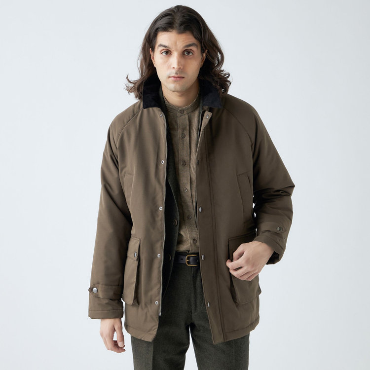 スタンリーブラッカ 【stanley blacker new york】【秋冬】ガンクラブチェックバンドカラーシャツ 茶淡色