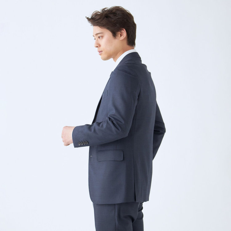 ＪＰ コンフォート 【JOHN PEARSE comfort】【年間】7WAY コーディネイトパンツ付き/2釦シングルスリーピーススーツ ショートタック/ネイビー×ソリッド+グレーパンツ/ウエストシャーリング/ウォッシャブル/ストレッチ/ULTRA MOVEM/※裾上げ必要 紺中間