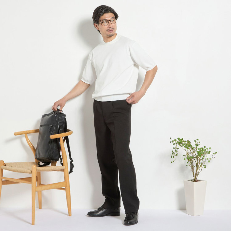 ジョンピアース 【JOHN PEARSE comfort navy】【半袖】ニットTシャツ/ホワイト 白