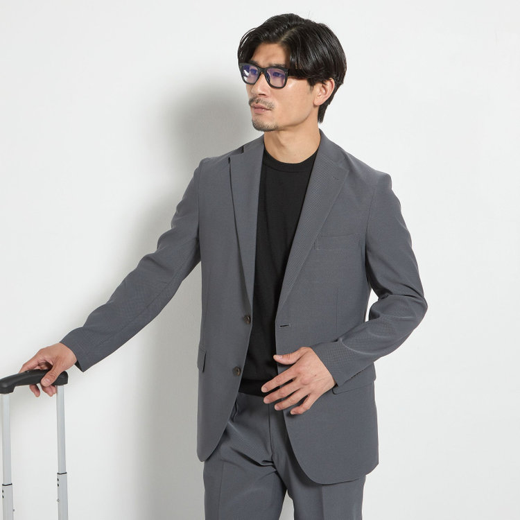 ＪＰ コンフォート 【JOHN PEARSE comfort】【春夏】2釦シングルスーツ 1タック/グレー/ウエストシャーリング/COOL MAX/※パンツ裾上げ済み仕様 グレー中間