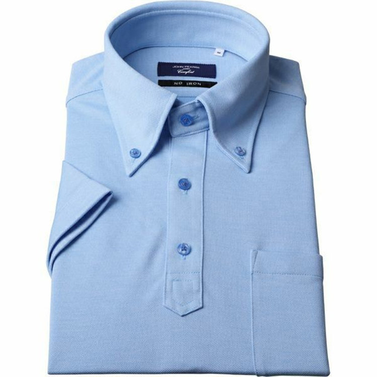 ＪＰコンフォート ネイビー 【半袖】【JOHN PEARSE comfort navy】【ノーアイロン】ボタンダウンBIZポロシャツ プルオーバータイプ/ブルー/ULTRA MOVE/ニット素材 ブルー系(青)