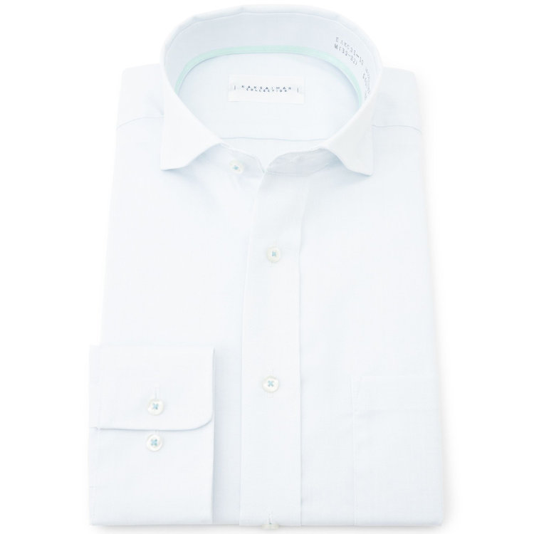 KONAKA　アウトレット 【WEB限定/OUTLET/汚れ・キズ等有】【パーソナルカラーシャツ】【KANSAIMAN collection】【形態安定】【スタイリッシュシルエット】ワイドカラースナップダウンワイシャツ/ペールトーンサックス 青淡色
