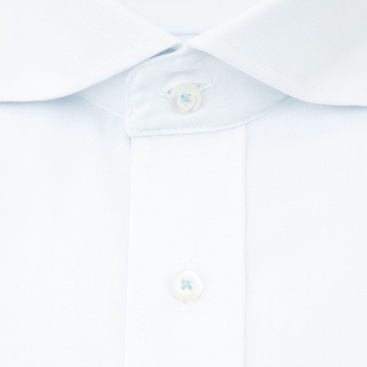 KONAKA　アウトレット 【WEB限定/OUTLET/汚れ・キズ等有】【パーソナルカラーシャツ】【KANSAIMAN collection】【形態安定】【スタイリッシュシルエット】ワイドカラースナップダウンワイシャツ/ペールトーンサックス 青淡色