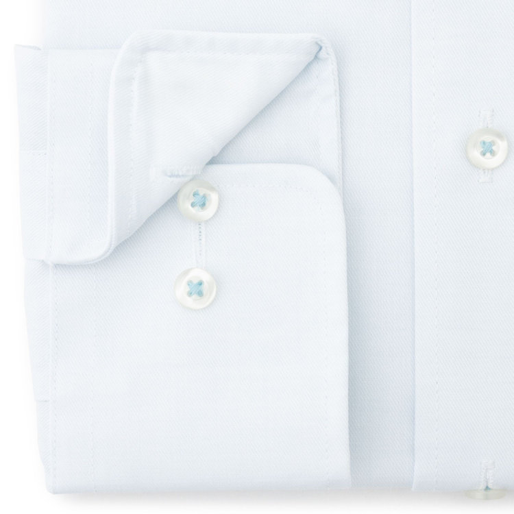 KONAKA　アウトレット 【WEB限定/OUTLET/汚れ・キズ等有】【パーソナルカラーシャツ】【KANSAIMAN collection】【形態安定】【スタイリッシュシルエット】ワイドカラースナップダウンワイシャツ/ペールトーンサックス 青淡色