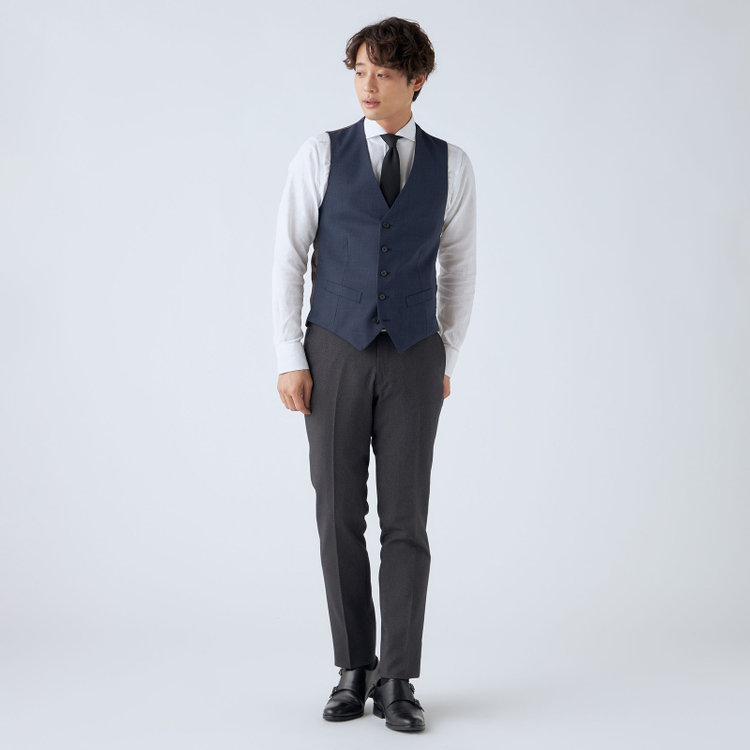 ＪＰ コンフォート 【ULTRA MOVE CROSS】【JOHN PEARSE comfort】【年間】リバーシブルジレ・ベスト/ネイビー×ハウンドトゥース＆グレー×カルゼ その他