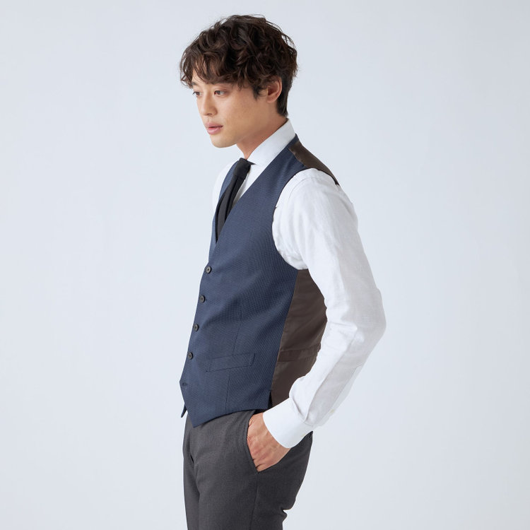 ＪＰ コンフォート 【ULTRA MOVE CROSS】【JOHN PEARSE comfort】【年間】リバーシブルジレ・ベスト/ネイビー×ハウンドトゥース＆グレー×カルゼ その他