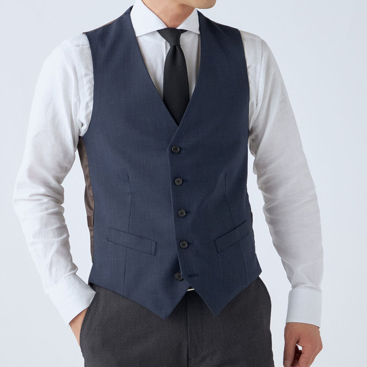 ＪＰ コンフォート 【ULTRA MOVE CROSS】【JOHN PEARSE comfort】【年間】リバーシブルジレ・ベスト/ネイビー×ハウンドトゥース＆グレー×カルゼ その他