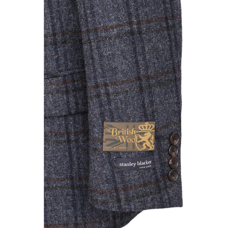 スタンリーブラッカ 【stanley blacker】【秋冬】2釦シングルジャケット/ネイビー×チェック/British Wool グレー系(灰)