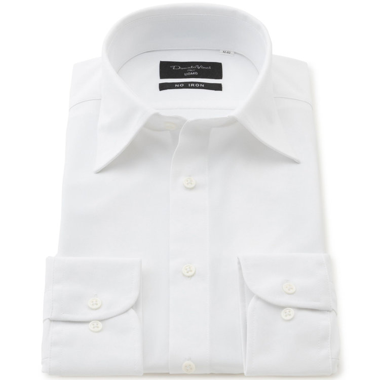 ドナートヴィンチウォモ 【Donato Vinci Italy Uomo】【STYLISH】【ノーアイロン】レギュラーカラードレスワイシャツ/ホワイト/ULTRA MOVE/ニット素材 白