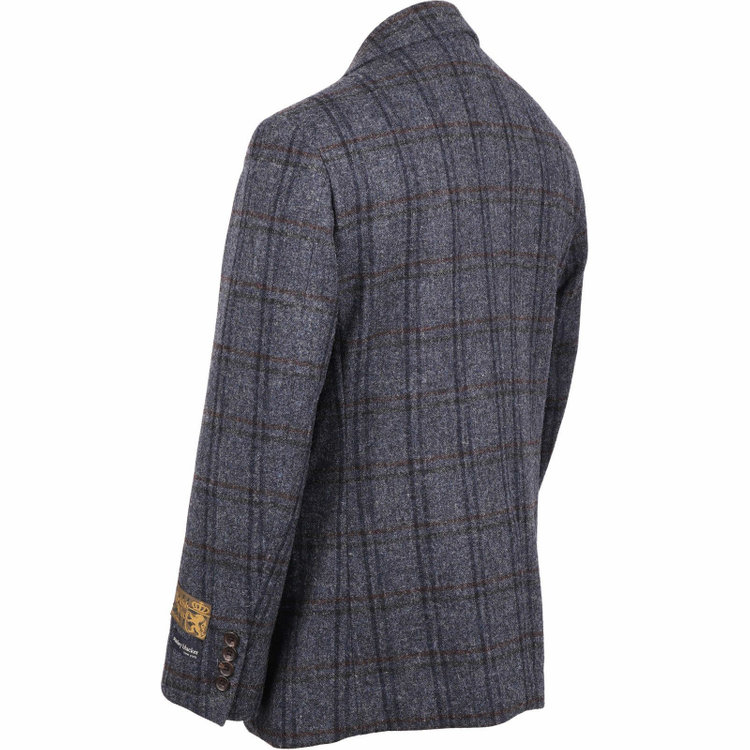 スタンリーブラッカ 【stanley blacker】【秋冬】2釦シングルジャケット/ネイビー×チェック/British Wool グレー系(灰)