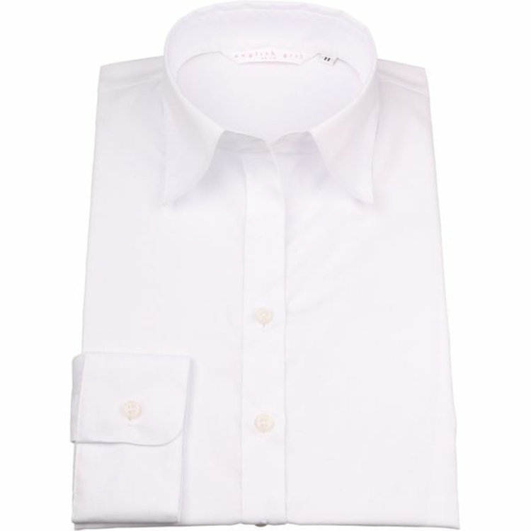 【english girl by J.P.】スキッパーカラーブラウス/ホワイト×ソリッド