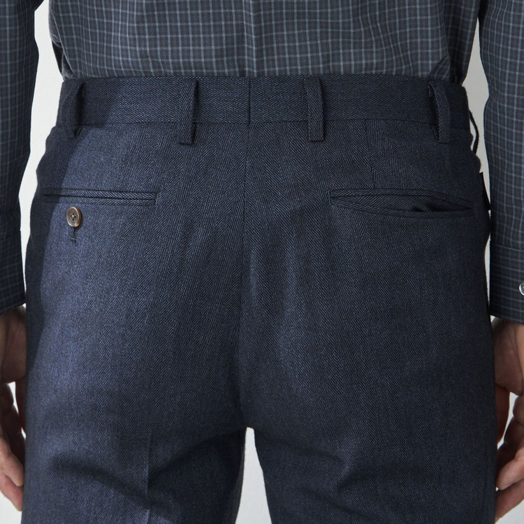 スタンリーブラッカ 【stanley blacker new york】【秋冬】ミルドヘリンボーンパンツ/※裾上げ必要 紺濃色