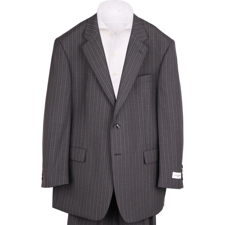 ジョンピアース 【JOHN PEARSE White】【春夏】2釦シングルスーツ 1タック/グレー×ストライプ グレー系(灰)