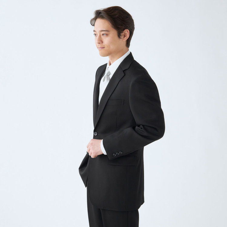 ジョンピアース 【JOHN PEARSE White】【秋冬】2釦シングルフォーマルスーツ 1タックパンツ/濃染加工/生活撥水/パンツアジャスター付き/※裾上げ必要 黒