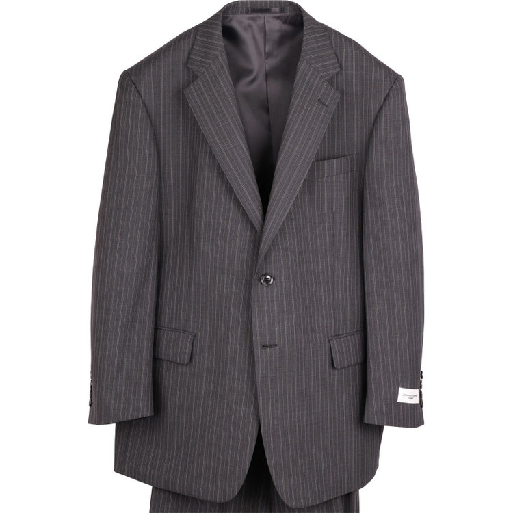 ジョンピアース 【JOHN PEARSE White】【春夏】2釦シングルスーツ 1タック/グレー×ストライプ グレー系(灰)
