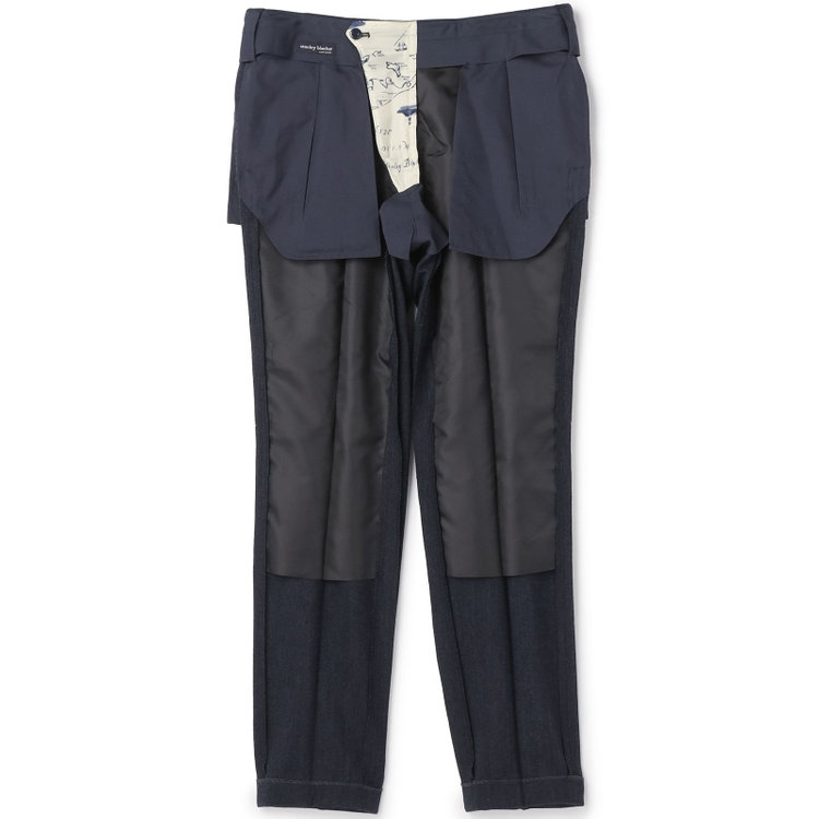 スタンリーブラッカ 【stanley blacker new york】【秋冬】ミルドヘリンボーンパンツ/※裾上げ必要 紺濃色