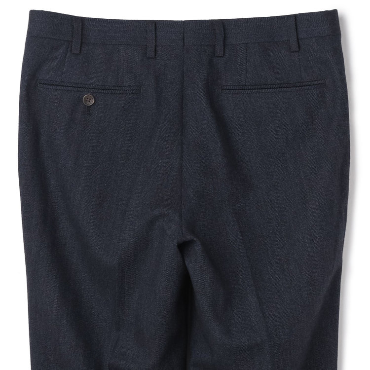 スタンリーブラッカ 【stanley blacker new york】【秋冬】ミルドヘリンボーンパンツ/※裾上げ必要 紺濃色