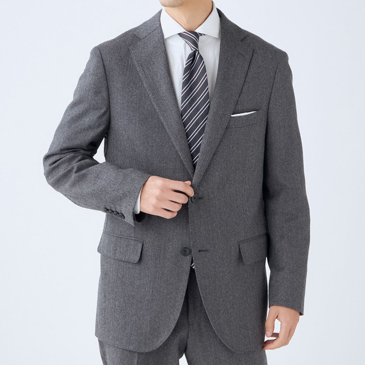 ＪＰ コンフォート 【THE 神 SUIT】【JOHN PEARSE comfort】【秋冬】2釦シングルスーツ ショートタック/グレー/ウエストムーブ/REDA ACTIVE/NEW ZEALAND MERINO/SHOWER CLEAN/※裾上げ必要 グレー中間