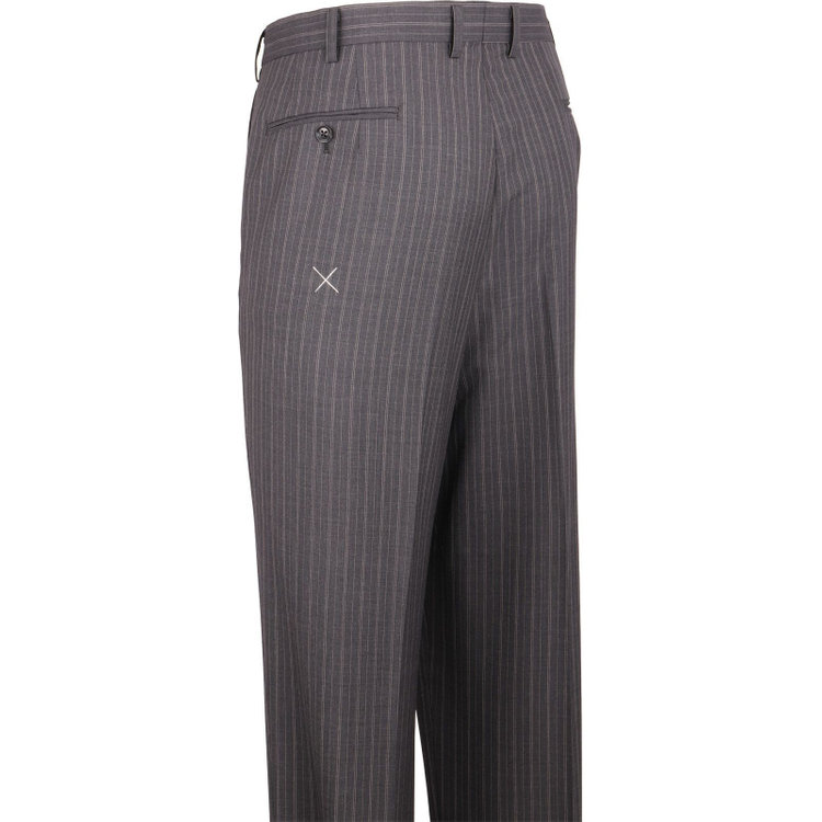 ジョンピアース 【JOHN PEARSE White】【春夏】2釦シングルスーツ 1タック/グレー×ストライプ グレー系(灰)