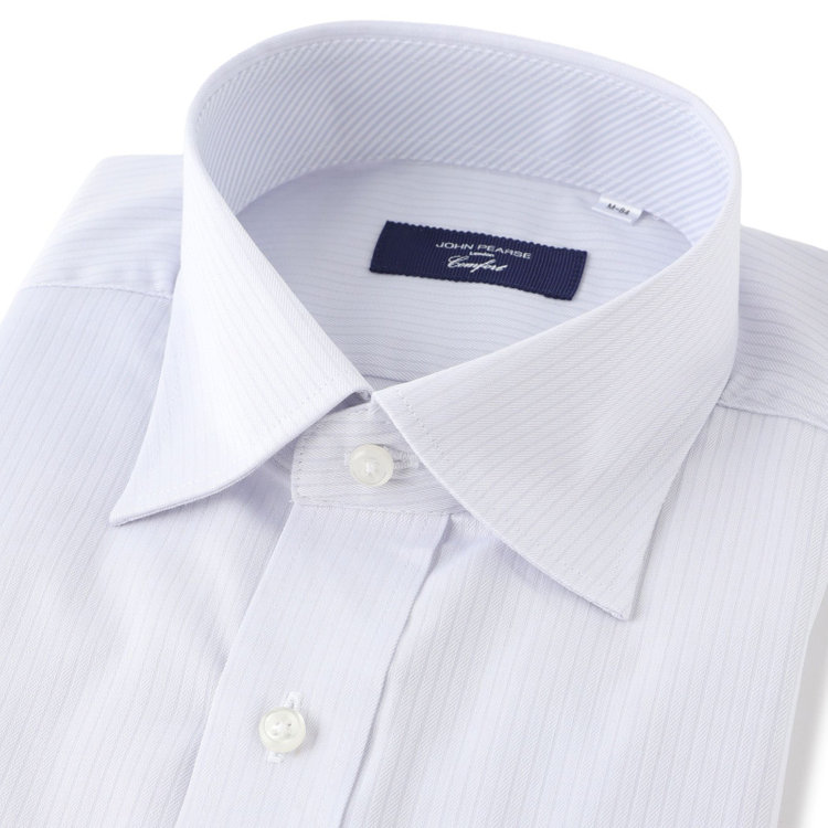 ＪＰコンフォート ネイビー 【JOHN PEARSE comfort navy】【STYLISH】【形態安定】ワイドカラーワイシャツ/グレー×ドビーストライプ グレー中間