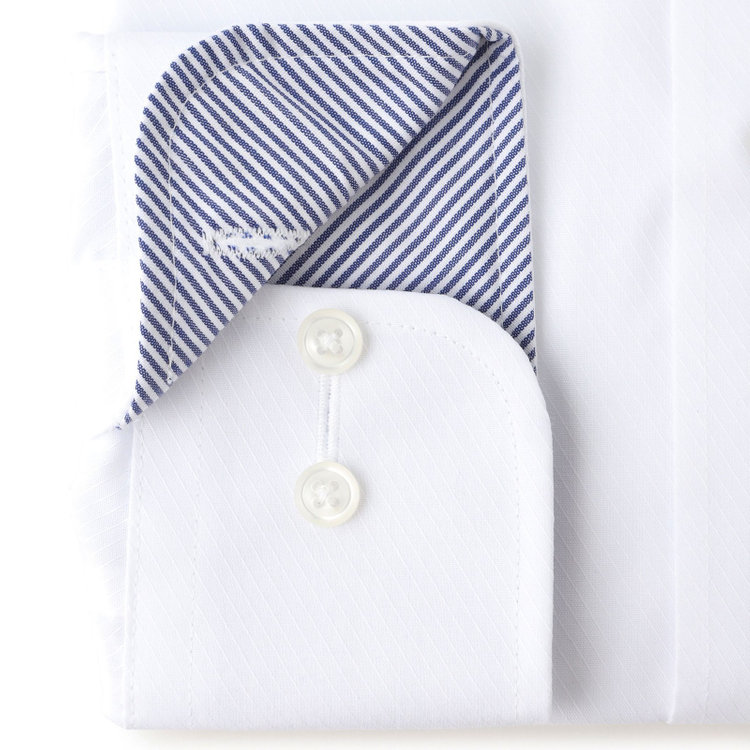 ＪＰコンフォート ネイビー 【JOHN PEARSE comfort navy】【STYLISH】【形態安定】ワイドカラーワイシャツ/ホワイト×ドビーツイル 白